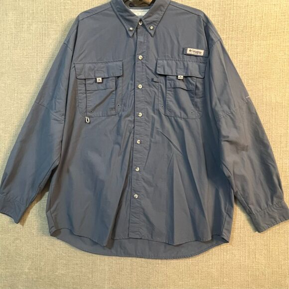 Columbia Other - Columbia Bahama PFG Breathable Long Sleeve Button Down Shirt (Men's L) Pale Blue